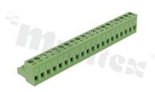 Listwa zaciskowa rozłączalna; w rastrze 5.08mm; 20-torowa; żeńska; na przewód 2.5mm2 (AWG 28-12); kierunek wtykania równoległy do osi przewodu; styki z fosforobrązu; mosiężna klatka przewodu; UL 300V/15A