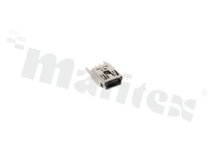 Socket Mini USB; vertical; USB 2.0; type 1xB; 5- gold plated contacts; for THT mounting