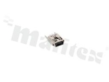 Socket Mini USB; vertical; USB 2.0; type 1xB; 5- gold plated contacts; for THT mounting