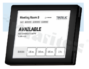 Display 7"; 800x480 px; LoRaWAN; smart display for meeting management; operating temperature +5+40 deg.C; IP30; battery powered 4xAA or PoE/5VDC