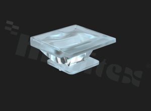Lens for LEDs; angle: asymetric; number of diodes: 1; material type: PMMA; fixing method: tape