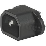 Złącze zasilające AC IEC 60320 C14, system V-Lock, klasa ochronności I; montaż: śrubowe; wyprowadzenia do lutowania; kolor czarny; IP20; 10A, 250VAC