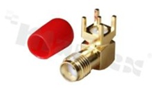 SMA female R/A connector; angled; 50 Ohm; for PCB
