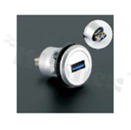 USB3.0 socket; female; mounting hole 22mm; connection to USB3.0 female plug; silver; plastic.