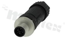 Wtyk M12; kodowanie S; 4-stykowy; męski; 12A; prosty; typ montażu kabla: skręcany; IP67