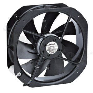 Wentylator; AC; łożysko kulkowe; 1000/1150m3/h; 50/60Hz; 0.20A; 380V; 80W; 2300/2600RPM; 65/68dBA; silnik indukcyjny/zewnętrzny z kondensatorem; 3 fazy; stop aluminum; -10+105 st.C; 2112g; 225x225x80mm