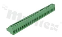 Listwa zaciskowa rozłączalna; w rastrze 5.08mm; 24-torowa; żeńska; na przewód 2.50mm2(28-12AWG); kierunek wtykania równoległy do osi przewodu; styki z fosforobrązu; mosiężna klatka przewodu; UL 300V/16A