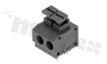 Listwa zaciskowa do PCB; w rastrze 5.00mm; 2-torowa; poziome wejście przewodu; na przewód 1.5mm2 (AWG 20-16); ze stykiem sprężynowym; szara; UL 300V/8A