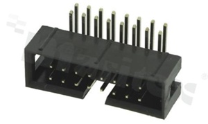 Full shrouded header for PCB; pitch 2.54mm; 16-contacts; THT; male; side entry