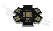 MCPCB, thermal conductivity 2W/(m*K), thickness: 2mm, number of layers - 1, black soldermask, legend color: gold, size: whistle 22mm, pad cover: gold; for XM LEDs, /24