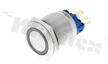 Push button switch; monostable; 22mm; solder terminals; ring red illumination; stainless steel; IP67
