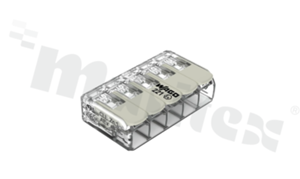 Złączka instalacyjna COMPACT; 5-torowa; do wszystkich rodzajów przewodów; do zastosowań Ex e; maks. 4mm2; z dźwigniami; transparentna