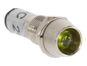 Lampka sygnalizacyjna; 8mm; terminale do lutowania; stal nierdzewna; podświetlenie żółte; LED 24V