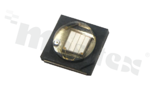 LED high-power; SMD; 3535 PLCC2; UV-A; 365-370nm; 830-1000mW/500mA; 3.2-4.0V; water clear; 130 degrees; 3.46x3.45x1.9mm