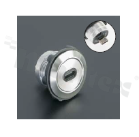 Gniazdo USBC3.1; żeńskie; otwór montażowy 22mm; podłączenie na wtyk USBC3.1 męski; korpus srebrny; stop aluminium.