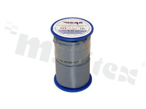 Przewód pojedynczy TLY/LIY; z wielodrutową miedzianą żyłą; szary; przekrój 0.22mm2; AWG 24; 300V; -40+105 st.C; 50m.