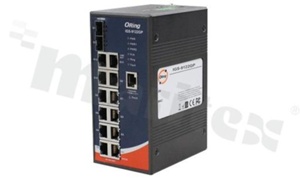 Switch przemysłowy Gigabit; zarządzalny; 12 portów 10/100/1000Base-T(X) RJ45 i 2 porty 100/1000Base-X SFP; temp. pracy: -40+70 st.C; zasilanie redundantne 12...48VDC; montaż na szynie DIN