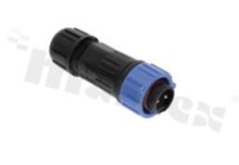 Wtyk serii SA16, 2-stykowy, męski, z gniazdem, prosty, skręcany, na przewód 5-7.3mm, lutowany