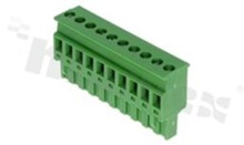 Pluggable terminal block; 5.08mm pitch; 10-ways; female; for wire 2.50mm2(28-12AWG); wire insertion direction 90° to plug-in direction; p.bronze contacts; brass cage; UL 300V/15A TUV 320V/10A