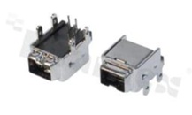 Miniaturowe gniazdo IEEE 1394; 4-stykowe; kątowe; do montażu przewlekanego