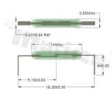 Kontaktron miniaturowy szklany RS- MC1425, Zakres: 22-38AT, Prąd przełączania: 0,5A(max), Wymiary: FI2,55x14mm, Montaż: THT poziomy