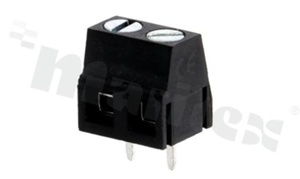 Listwa zaciskowa do PCB; w rastrze 5.00mm; 2-torowa; pionowa; na przewód 2.50mm2 (AWG 26-14); ze śrubami na wkrętak płaski; z ruchomą osłoną przewodu; klatka mosiężna; czarna; UL 300V/12A, TUV 250V/15A