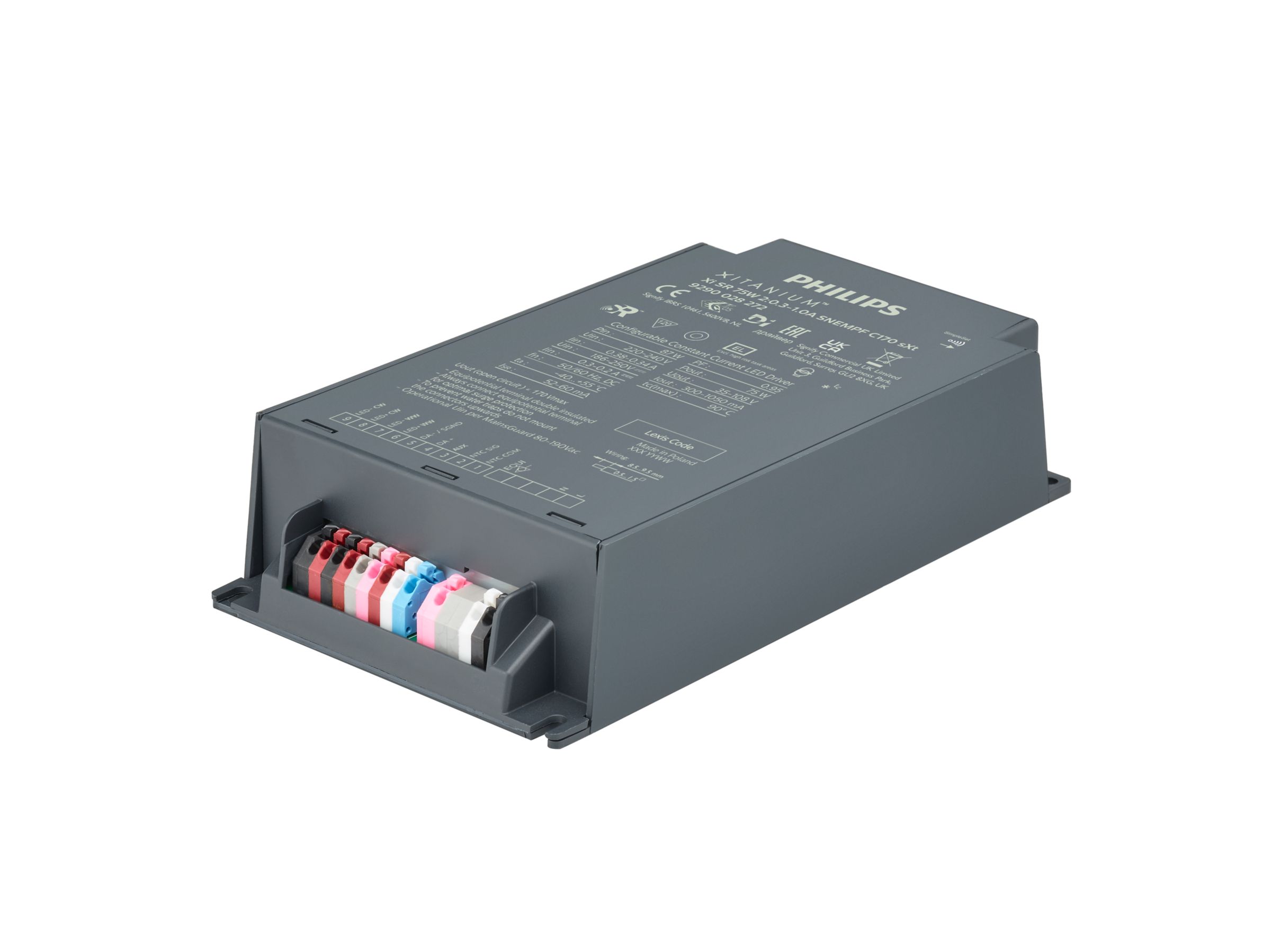 Zasilacz impulsowy; LED; 75W; 35-108V; 0.074-1.05A; 202-254VAC; 186-250VDC; IP20