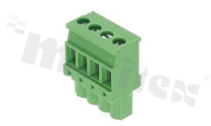 Pluggable terminal block; 5.00mm pitch; 4-ways; female; for wire 2.50mm2(28-12AWG); wire insertion direction 90° to plug-in direction; p.bronze contacts; brass cage; UL 300V/16A