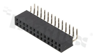 Pin Header; pitch 2.54mm; 2x13 pins; assembly: THT; female; angled; double row