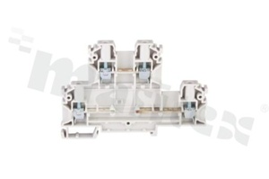 Złączka szynowa;2-poziomowa;4 zaciskowa na przewód 0,5-4mm2; zacisk śrubowy; biała; na szyne DIN; 1000V/32A