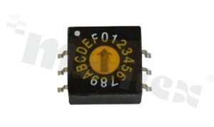 Rotary switch; 16 positions for BCD code; 10x10mm; horizontal; flat type; SMD.