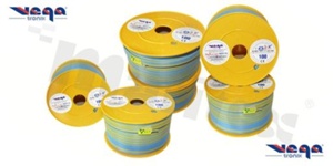 Przewód pojedynczy LGY/H05V-K; z wielodrutową miedzianą żyłą; niebieski/żółty; przekrój 2.50mm2; AWG 14; 500V; -40+105 st.C; 50m.