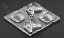 Soczewka do diod LED high power; kąt rozsyłu: asymetryczny ; ilość diod: 4; rozmiar: 50x50mm; wysokość: 11.3mm; rodzaj materiału: PMMA; sposób mocowania: klej; kołek; śruby