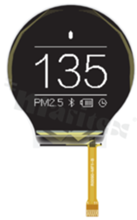 Wyświetlacz LGM OLED; LCD graficzny; 1.3"; monochromatyczny; okrągły; 128x128 pikseli; kolor świecenia biały; obszar aktywny 33.169x33.169mm; Interface 4-wire; I2C; 11 pinów