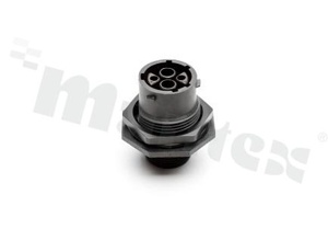 Amphenol Aruarius; gniazdo 4-stykowe(2+2); żeńskie; 23A& 7.5/5A; rozmiar obudowy 12; rozmiar kontaktu: 2x 20; 2 x2.5; kontakty kupowane oddzielnie; uszczelka silikon-guma; IP68/69k