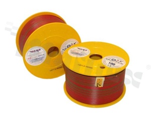 Przewód pojedynczy LGY/H05V-K; z wielodrutową miedzianą żyłą; czerwony/zielony; przekrój 1.50mm2; AWG 16; 500V; -40+105 st.C; 100m.