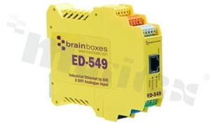 Ethernet to 8 Digital Inputs and 8 Digital Outputs + RS485; supply 5-30V DC; operating temperature -30+80 deg.C; DIN rail