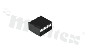 Listwa zaciskowa do PCB; w rastrze 3.50mm; 4-torowa; poziome wejście przewodu; montaż: SMD; na przewód 0.14-1.50mm2 (28-16AWG); ze stykiem sprężynowym; czarna; 300V/14A
