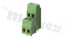 Listwa zaciskowa do PCB; w rastrze 5.08mm; 4-torowa(2+2); pionowa; na przewód 2.50mm2; ze śrubami na wkrętak płaski; klatka mosiężna; zielona; UL 400V/16A