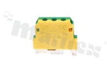 Installation terminal block; 1-level; 2-contacts; for wire 1.5-10.0mm2; screw terminal; yellow-green; Din rail; 690V