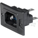 Gniazdo zasilające IEC C14; klasa ochronności I; zaciski QC 6,3 × 0,8 mm; kolor czarny; uszczelnienie IP54/IP67; montaż: do panela, śruba; IP54/IP67; 10A/250VAC