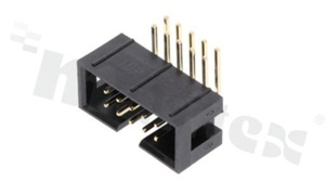 Full shrouded header for PCB; pitch 2.54mm; 10-contacts; THT; male; side entry