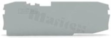 End/internal wall for DIN rail terminal blocks; 1mm thick; grey; snap-on mounting