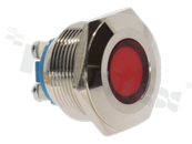Lampka sygnalizacyjna; 22mm; zacisk śrubowy; stal nierdzewna; podświetlenie czerwone; LED 12V