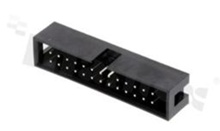 Full shrouded header for PCB; pitch 2.54mm; 26-contacts; THT; male; top entry