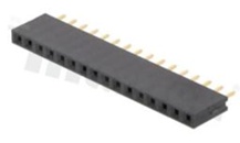 Listwa stykowa do PCB; w rastrze 2.54mm; 1x16 styków; montaż: THT; żeńska; prosta; jednorzędowe