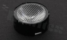 Soczewka do diod LED high power; kąt rozsyłu: owalny 19 x 35 stopni FWHM; ilość diod: 1; rozmiar: okrąg 22.4mm; wysokość: 9.37mm; rodzaj materiału: PMMA; sposób mocowania: śruby; ramka