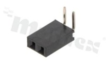 Listwa stykowa do PCB; w rastrze 2.54mm; 1x2 styków; montaż: THT; żeńska; kątowa; jednorzędowe