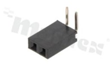 Pin Header; pitch 2.54mm; 1x2 pins; assembly: THT; female; angled; single row