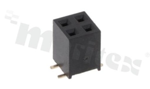 Listwa stykowa do PCB; w rastrze 2.54mm; 2x2 styków; montaż: SMD; żeńska; prosta; dwurzędowe